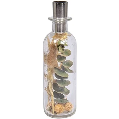 Imagen de Rayher Portavelas cristal con flores secas, botella 18,5x5,5 ø cm, para velas largas, 46698000