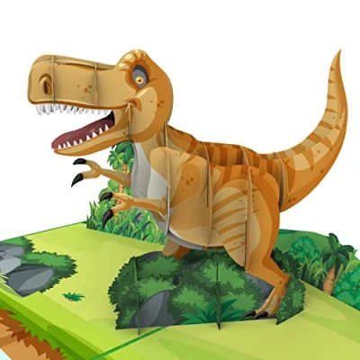 Imagen de MOKIO® Tarjeta Pop Up para niños Dinosaurio T Rex de regalo 3D un cumpleaños, como vale o regalos dinero, felicitación con sobre