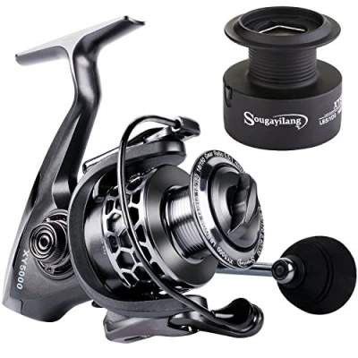 Imagen de Sougayilang Carrete de Pesca 13+1BB, Peso Ligero, Ultra Suave, Giratorio Aluminio con Grafito Repuesto Gratis (XY3000)