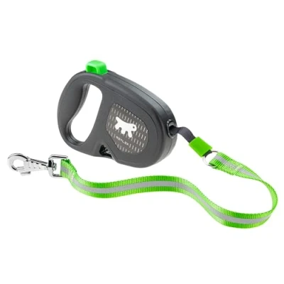 Imagen de Ferplast Correa Extensible Reflectante para Perros Flippy One Reflex, Perro Grandes de hasta 50 Kg. Cinta máx 5 m. Botón único Bloqueo y liberación, Verde