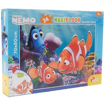 Imagen de Liscianigiochi Puzzle Maxi Floor para niños de 24 piezas 2 en 1, Doble Cara con reverso colorear Disney Nemo 74112