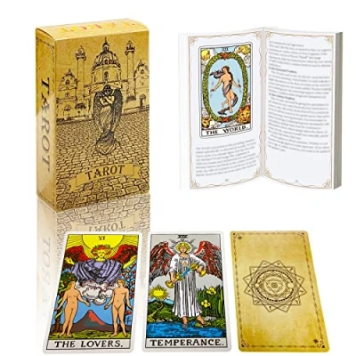 Imagen de IXIGER tarot Cards Deck, 78 cartas de con juego guía para principiantes y expertos, clásicas tarot, tamaño estándar 4.7x2.7 pulgadas, contar futuro.