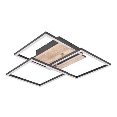 Imagen de Reality Leuchten RL LED Lámpara de Techo Móvil R62883135, Metal Negro Mate, Imitación Madera, incl. 27 vatios, Mando a distancia