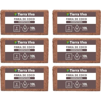 Imagen de Fibra de Coco para Plantas Natural 6 x 10L Sustrato ecológico Plantas, huerto Urbano, semilleros, Grow y vermicomposteras (6)