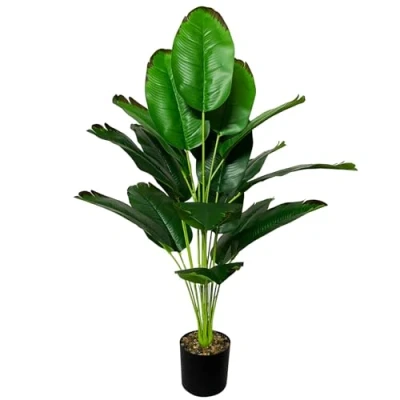 Imagen de AIVORIUY Planta Artificial con Maceta Areca Palmera Grande Arbol Plastico Interior y Exterior Hogar Oficina Salon Dormitorio Balcón Moderno Decorativas (80cm Rojo Plátano)