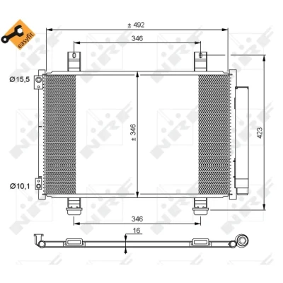 Imagen de NRF EASY FIT 35854 Condensador con secador, junta anular 15,5 10,1 Aluminio 492 OPEL: Agila B
