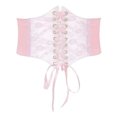 Imagen de TTPSRY Cinturon Mujer Cintura Elástica de Encaje Cinturones Ancho Adecuados para Llevar a Diario Fiesta(Rosa)