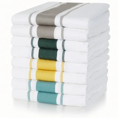 Imagen de Sticky Toffee Toallas de Cocina 100% algodón, Paquete 8 50 x 70 cm Gris Capuchino, Bosque, Mostaza, Verde Azulado paños absorbentes para restaurantes
