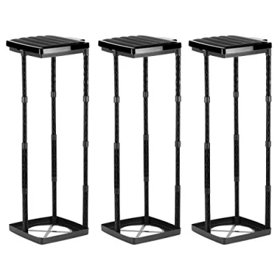 Imagen de Grizzly Portabolsas de basura, 3x cubo basura con tapa negro, sistema enchufable altura regulable anillo sujeción, para bolsas diferentes tamaños 25 120 litros