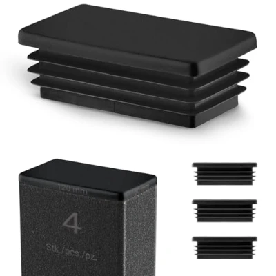 Imagen de EMFA tapones de láminas para tubos rectangulares 120 x 60 mm, color negro, 4 unidades 120, 6,0 12 cm