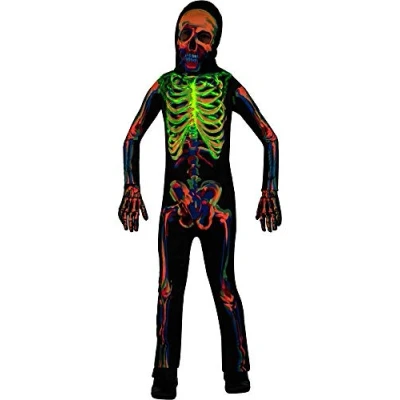 Imagen de amscan Disfraz de esqueleto que brilla en la oscuridad, Halloween, para niños, 8 10 años