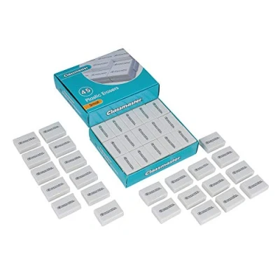 Imagen de Classmaster Borrador de lápices plástico, 45 Pack, blanco,