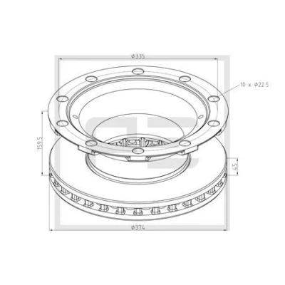 Imagen de PETERS ENNEPETAL 046.380 00A Disco de freno 374 45 10 335 ventilación interna