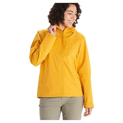 Imagen de Marmot Wm&#039;s PreCip Eco Pro Jacket, Chaqueta impermeable, abrigo para la lluvia resistente al viento, transpirable, cortaviento hardshell plegable, ideal senderismo, Mujer, Golden Sun, S