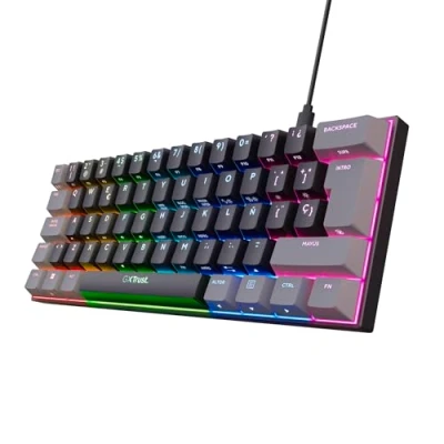 Imagen de Teclado gaming Trust GXT 867 Acira, 60% más compacto, Con cable, 61 teclas, Iluminación RGB, Negro