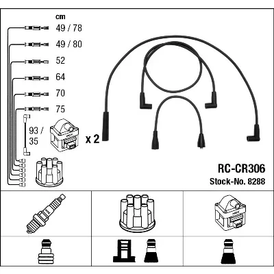 Imagen de NGK 8288 Juego de Cables Encendido 10 JEEP: Grand Cherokee I
