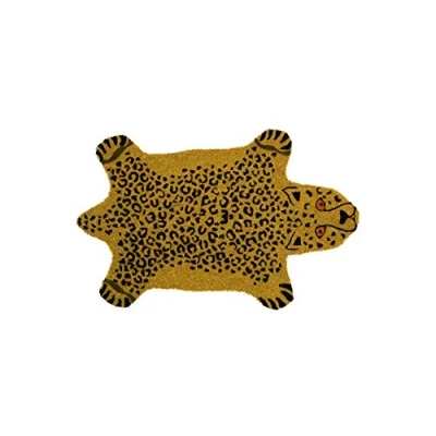 Imagen de Fisura Felpudo Exterior “Guepardo de Coco con Base Antideslizante PVC.Felpudo Formas para Entrada casa. Medidas: 70 cm x 40 1,5 Amarillo