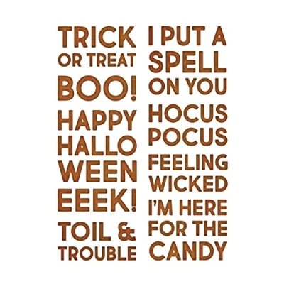 Imagen de Sizzix, texto en negrita, Juego de troqueles Thinlits, paquete 9, Halloween por Tim Holtz 665995 Capítulo 3 2022, Plástico Papel, One Size