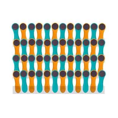 Imagen de 48 pinzas para la ropa con plumas, de acero inoxidable, agarre suave, color turquesa, amarillo y gris