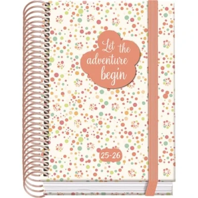 Imagen de Dohe Agenda Escolar 2025 2026 Día Página (12x17 cm), Español e Inglés, Septiembre a Junio, Cierre de Espiral y Goma, Tapa Dura, 4 Páginas Pegatinas PRIME Bubbles