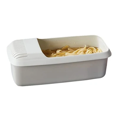 Imagen de pasta para microondas con colador, cocina espaguetis cocinar forma saludable, vaporizador rápido y verduras, apto lavavajillas, sin BPA