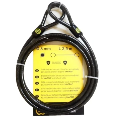 Imagen de antirrobo bicicleta: Cable 2,5m x 8mm de acero doble lazo para soporte bikeTRAP