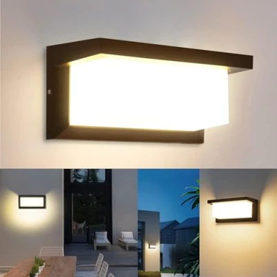 Imagen de YICALE 18W Aplique Pared Exterior, Lampara Exterior 3000K Luz Cálida Lámpara de LED,Impermeable IP65 Apliques Aluminio para Jardín, Terraza, Patio, Villa, Pasillo