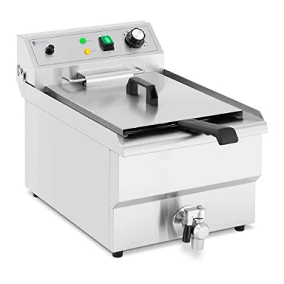 Imagen de Royal Catering Freidora Eléctrica Profesional para Hostelería RCPSF 13ETH (Volumen: 13 L, 3000 W, Con grifo de vaciado y zona fría)