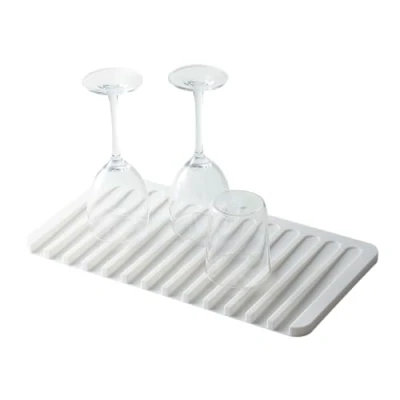 Imagen de YAMAZAKI 7445 Flow Bandeja escurridora de Silicona, Blanco, Minimalista, 38 x 20 1.2 cm