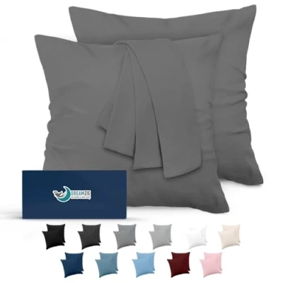 Imagen de Dreamzie Fundas de Almohada (Juego 2) para Las Almohadas 65 x cm, Gris Antracita, Microfibra (100% Poliéster) Cojines Calidad con una Suavidad Incomparable