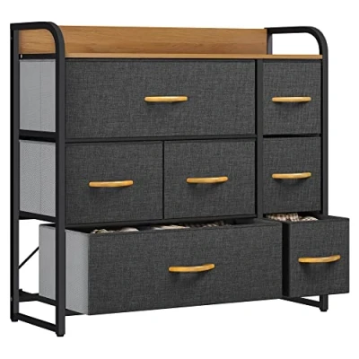 Imagen de YITAHOME Cajonera de Tela, Cómoda Unidad Almacenamiento con 7 cajones Extraíbles, para Sala Estar, Dormitorio, habitación Infantil, Gris Oscuro
