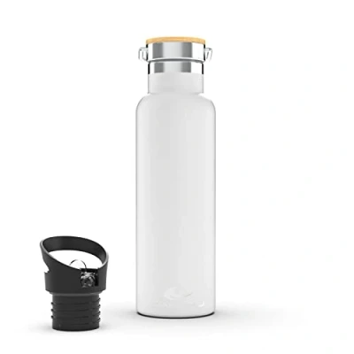 Imagen de Daikoku Botella, Botella Termica Acero Inoxidable Doble Pared, Termo Mantiene Bebida Fria o Caliente Horas, Dos tapones, Color Blanco, 500 ML