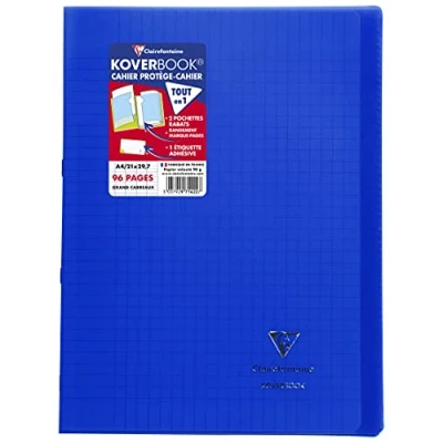 Imagen de Clairefontaine 971422C Koverbook Cuaderno grapado (A4, 21 x 29,7 cm, 96 páginas, cuadriculado, papel blanco 90 g, tapa de polietileno)