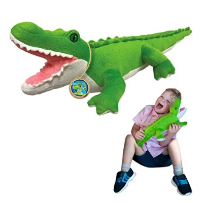 Imagen de EcoBuddiez Cocodrilo de Deluxebase. Peluche Grande 55 cm elaborado con Botellas plástico recicladas. Lindo ecológico Forma animalito para niños pequeños.