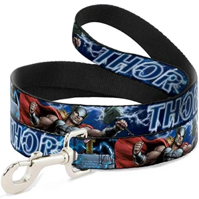 Imagen de Buckle Down Correa para Perro Avengers Thor Hammer Action Pose Galaxy Blues Blanco 6 pies de Largo 0.5 Pulgadas Ancho (DL 6FT WTH023 N)