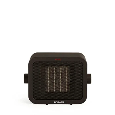 Imagen de CREATE/WARM BOX/Calefactor Cerámico Negro/Calefactor Portátil, Termostato Regulable, 2 Modos de Potencia, Calefactor Aire Caliente PTC, Protección del Sobrecalentamiento, 1500W