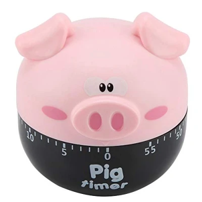 Imagen de Cute Cartoon Pig Kitchen Timer Timers Mecánicos Contadores para Cocinar Herramienta de Tiempo Mini 55 Minutos Cuenta Atrás(Rosa)