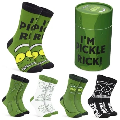 Imagen de Rick and Morty Calcetines Divertidos hasta la Pantorrilla para Hombres, Pack de 7 (Verde)