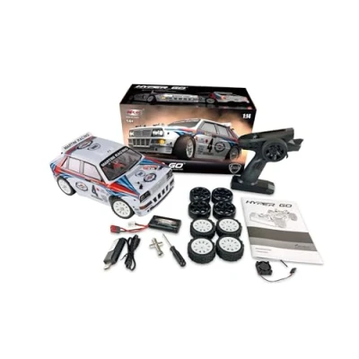 Imagen de Amewi Hyper Go Lancia Delta HF Integrale Rallye/Drift 4WD RC teledirigido 1:14 RTR, Color Blanco