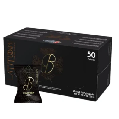 Imagen de Essse Caffe Latitudini Cápsulas de espresso Café colombiano supremo rico, suave y dulce molido tostado medio en grano entero Tazas compatibles con máquinas S.12 (50 unidades)