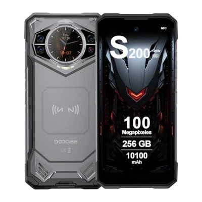 Imagen de DOOGEE S200 5G Movil Resistente 2024, Android 14, 32GB RAM+256GB ROM, 10100mAh, Pantalla 6.72&quot; FHD+ 120Hz, 100MP Cámara, Octa Core, Dual SIM Telefonos Móvil Rugerizado, GPS, NFC, Gris