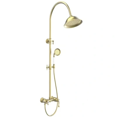 Imagen de Essebagno 9021869 Columna de ducha Leeds retro oro cepillado mezclador mecánico