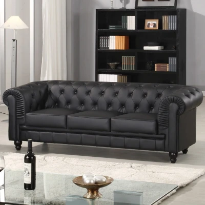 Imagen de Menzzo A6053 Sofá, contemporáneo, de 3 plazas, madera, 80 x 207 72 cm, negro