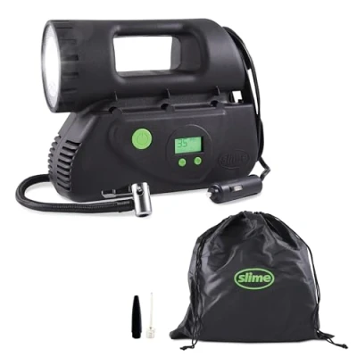 Imagen de Slime 40067 95 Bomba de neumáticos, Deluxe, Digital, tecnología Inflate Right, Resistente, Incluye luz LED y Boquilla Ligera unión rápida, inflado en 4 min