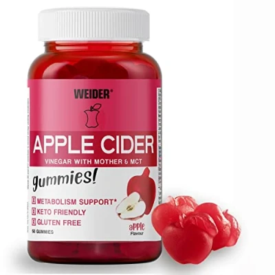 Imagen de Weider Apple cider vinegar gummies. Gominolas de vinagre manzana. Sin Azúcares y Gluten. 50 Sabor