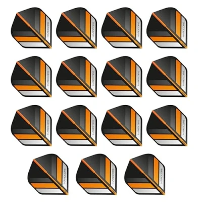 Imagen de RED DRAGON Hardcore XT Negro y Naranja Stripe Plumas de Dardos Estándar Extra Gruesos 5 Juegos por Paquete (15 vuelos en Total)