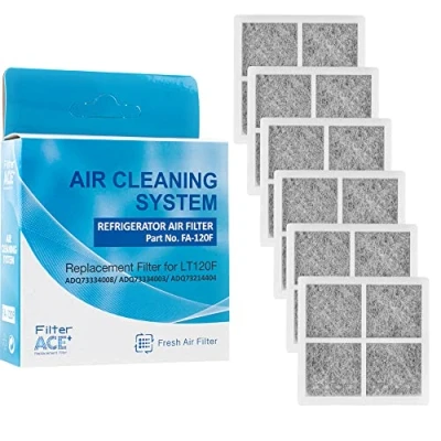 Imagen de ACE+ FA 120F Filtro de aire para frigorífico compatible con LG Pure N Fresh ADQ73214405 ADQ73214404 ADQ73214408 LT120F Sistema antibacteriano antiolor Pur Air (6 unidades)