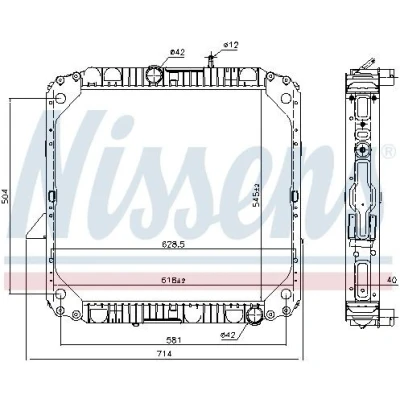 Imagen de NISSENS 62563 Radiador, refrigeración del motor Aluminio 545 618 40 con bastidor Aletas soldadas