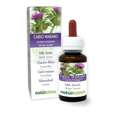 Imagen de Cardo mariano (Silybum marianum) hierba y frutos Tintura Madre sin alcohol Naturalma Extracto líquido gotas 60 ml Complemento alimenticio Vegano