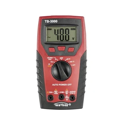 Imagen de Testboy 3000 multímetro digital con detector de rotura cable, CAT IV (linterna LED, rango automático, retención datos, carcasa plástico ABS), rojo/negro